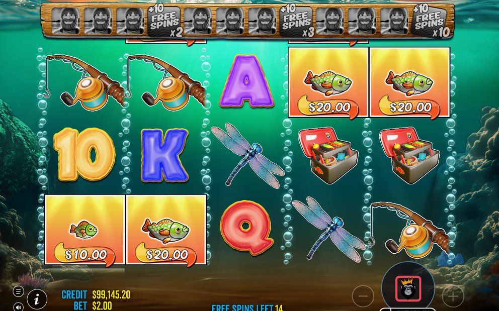 Free Spins grid with special reels and the WILD Fisherman